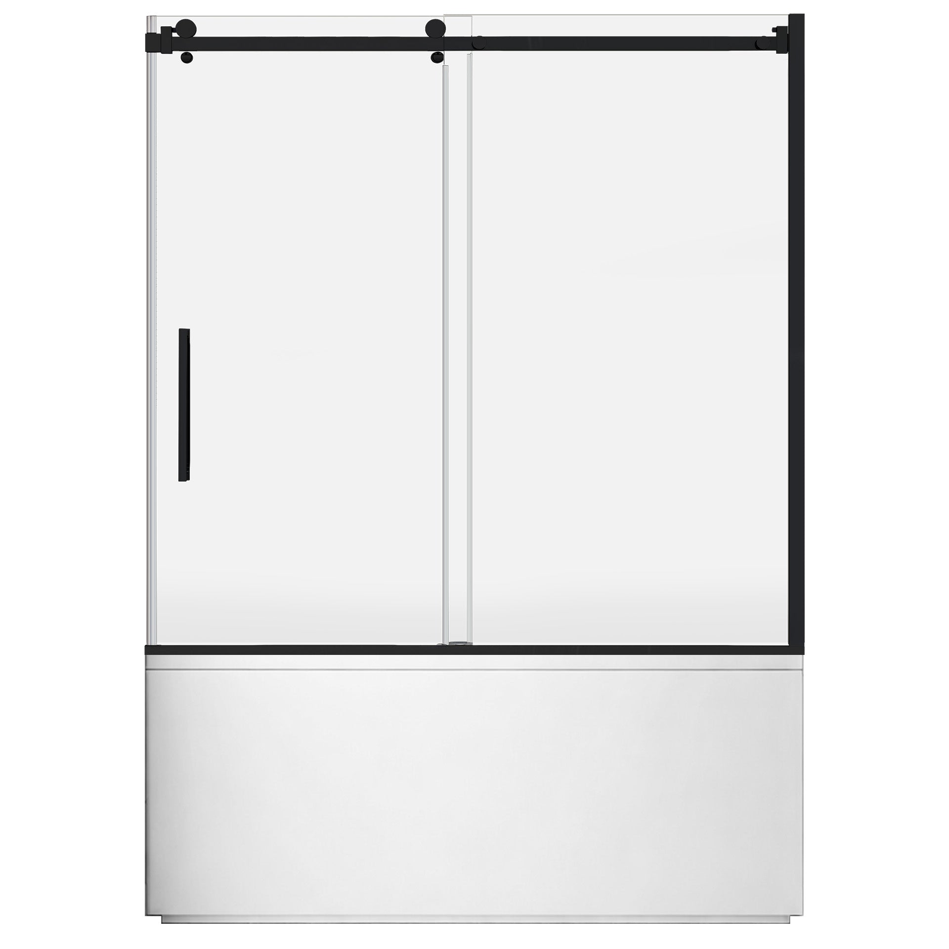 56-60 W x 62 H Sliding Bathtub Semi-Frameless Door ULTRA-B with Clear Glass in Matte Black - Shower Doors
