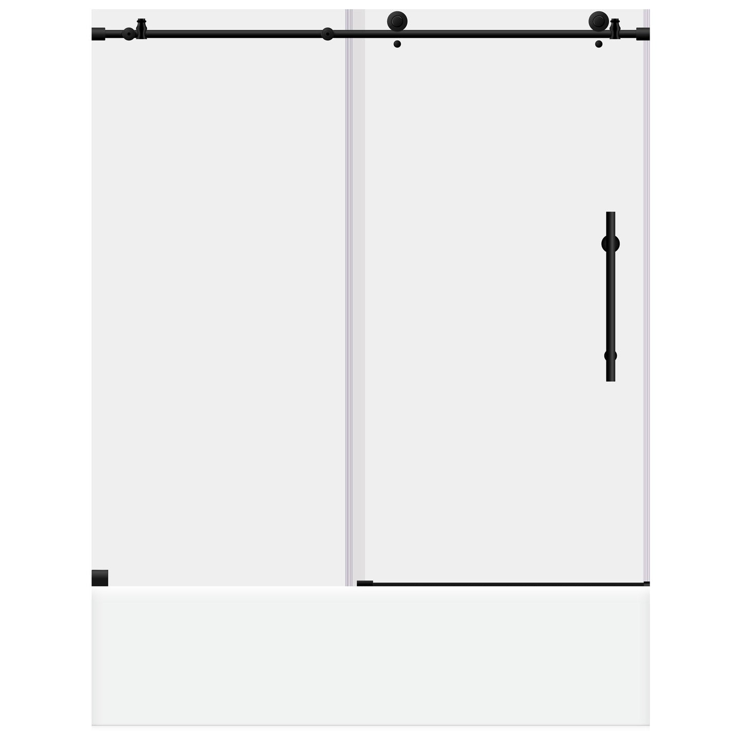 56-60 W x 62 H Sliding Frameless Bathtub Door ULTRA-C with Clear Glass in Matte Black - Shower Doors