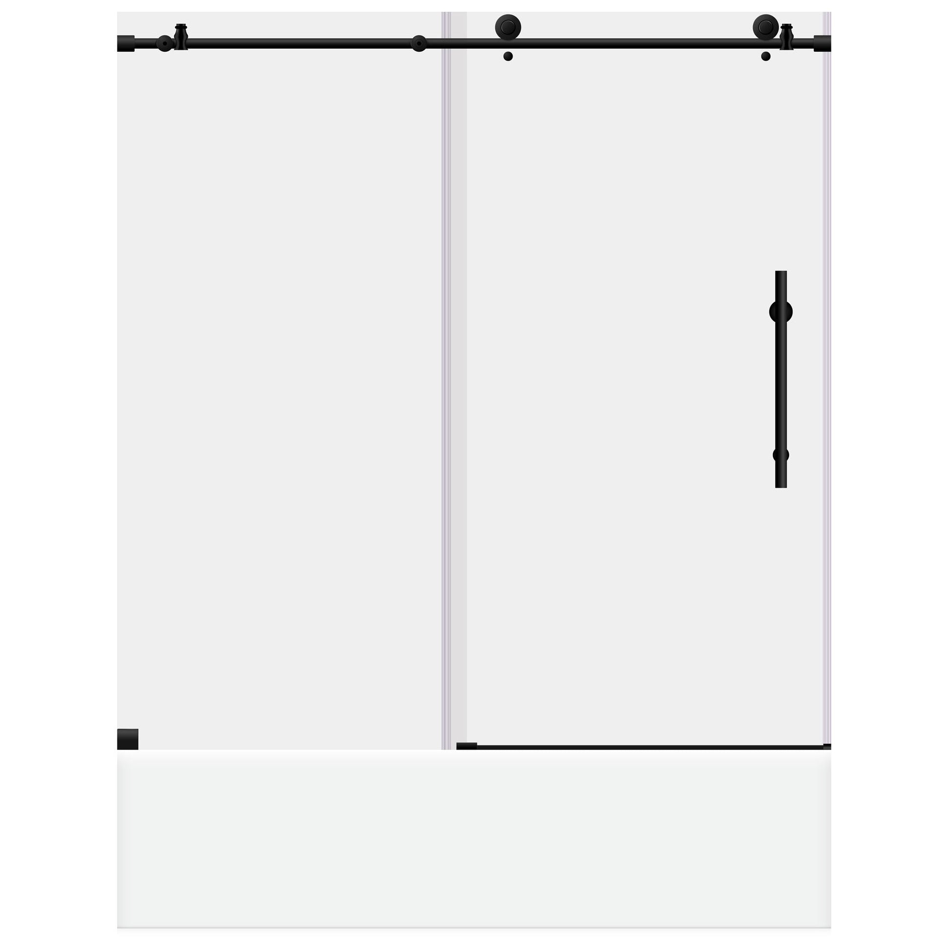 56-60 W x 62 H Sliding Frameless Bathtub Door ULTRA-C with Clear Glass in Matte Black - Shower Doors