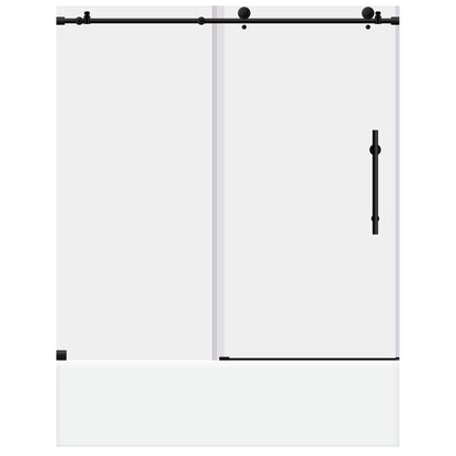 56-60 W x 62 H Sliding Frameless Bathtub Door ULTRA-C with Clear Glass in Matte Black - Shower Doors