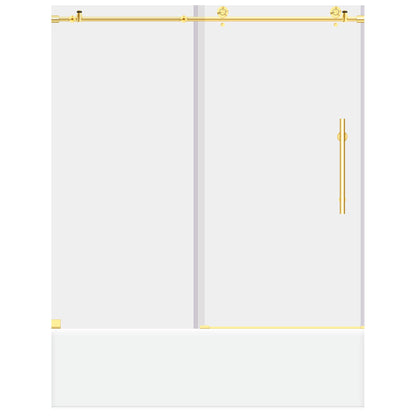 56-60 W x 62 H Sliding Frameless Bathtub Door ULTRA-C with Clear Glass in Gold - Shower Doors