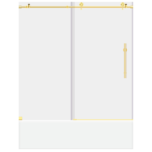56-60 W x 62 H Sliding Frameless Bathtub Door ULTRA-C with Clear Glass in Gold - Shower Doors