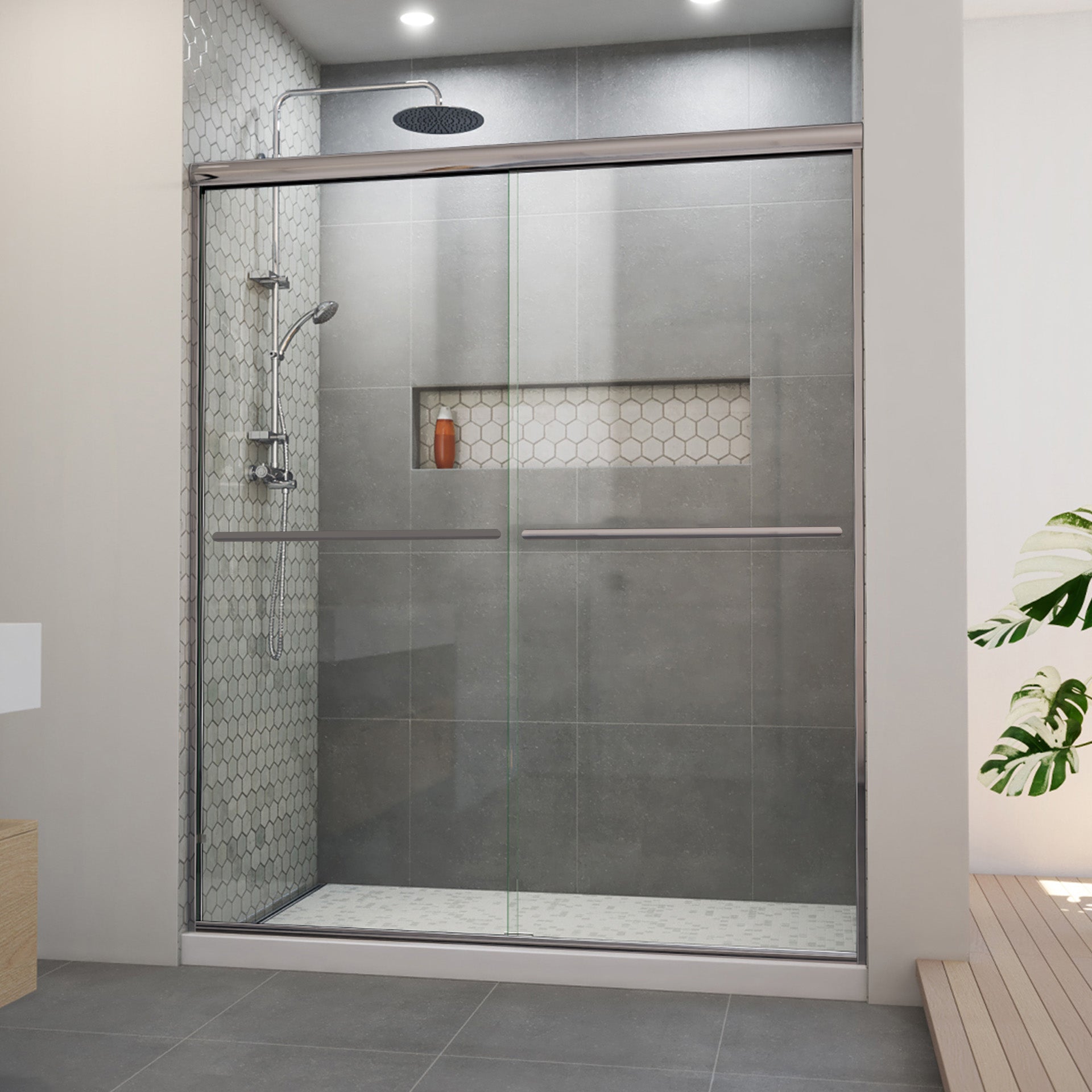 56-60 W x 76 H Sliding Bypass Shower Door ULTRA-A Brushed Nickel - Shower Doors