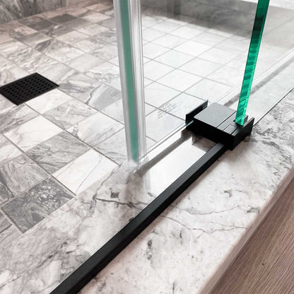 56 60 W x 76 H Sliding Frameless Shower Door ULTRA C with Clear Glass in Matte Black Shower Doors