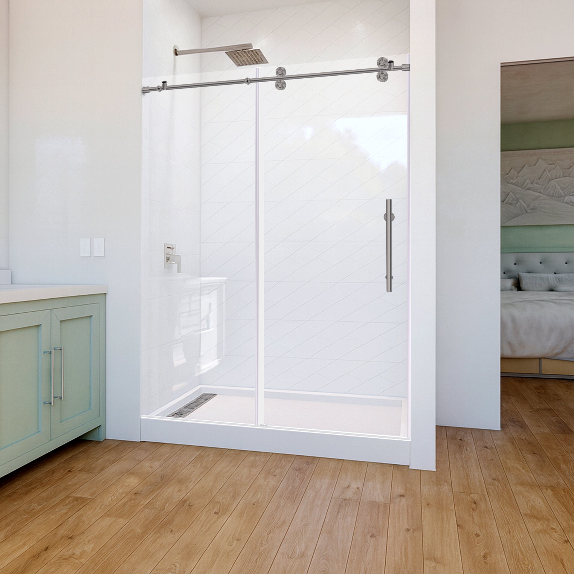 56-60 W x 79 H Sliding Shower Door ULTRA-D Brushed Nickel - Shower Doors