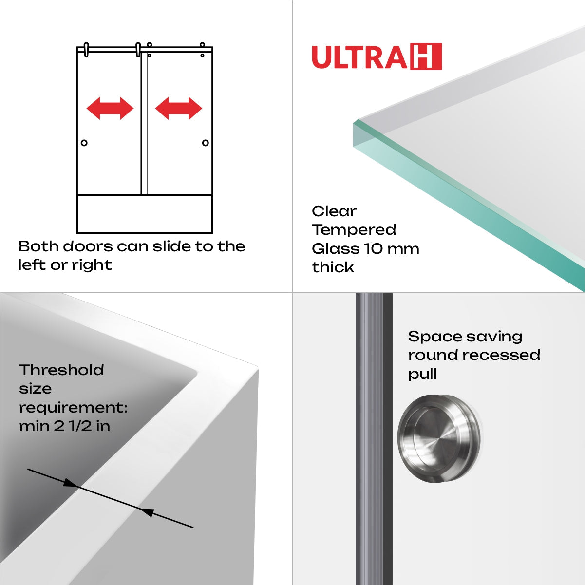 57 1/2-60 W x 62 H Bypass Sliding Bathtub Door ULTRA-H Brushed Nickel - Shower Doors