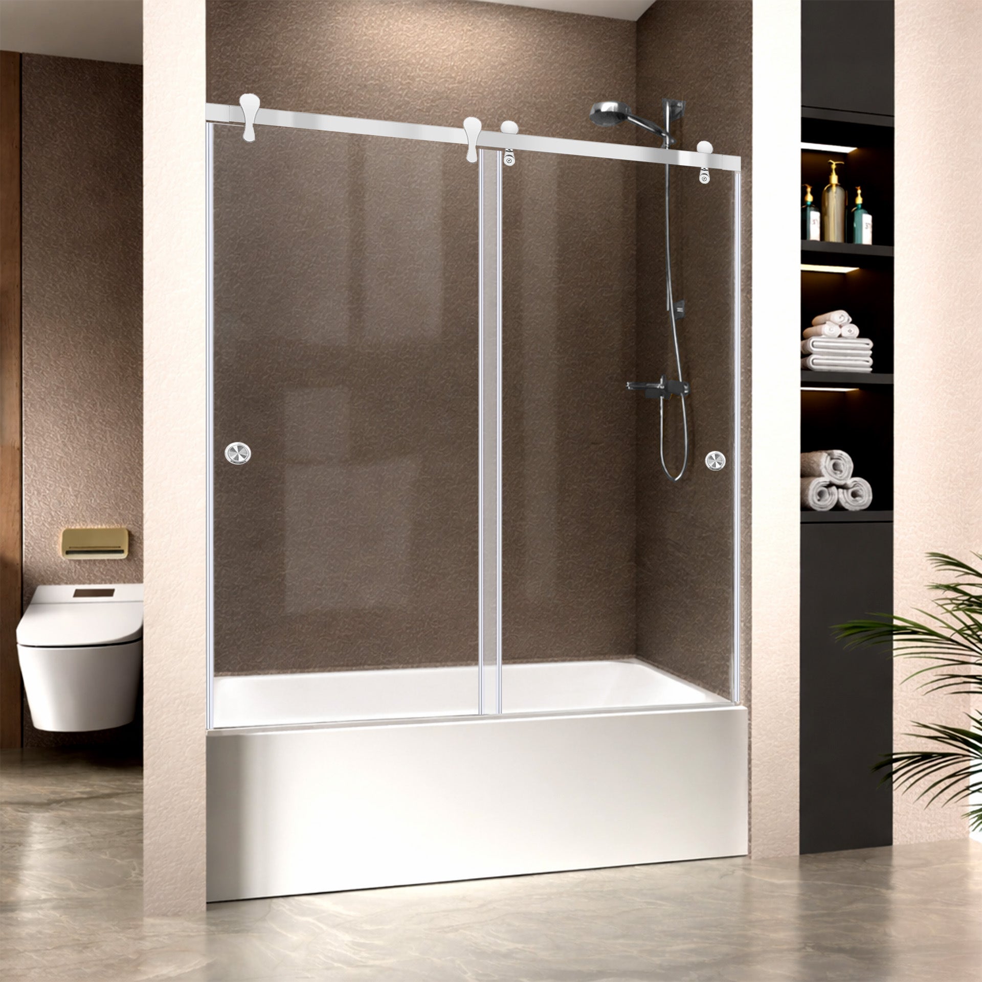 57 1/2-60 W x 62 H Bypass Sliding Bathtub Door ULTRA-H Chrome - Shower Doors