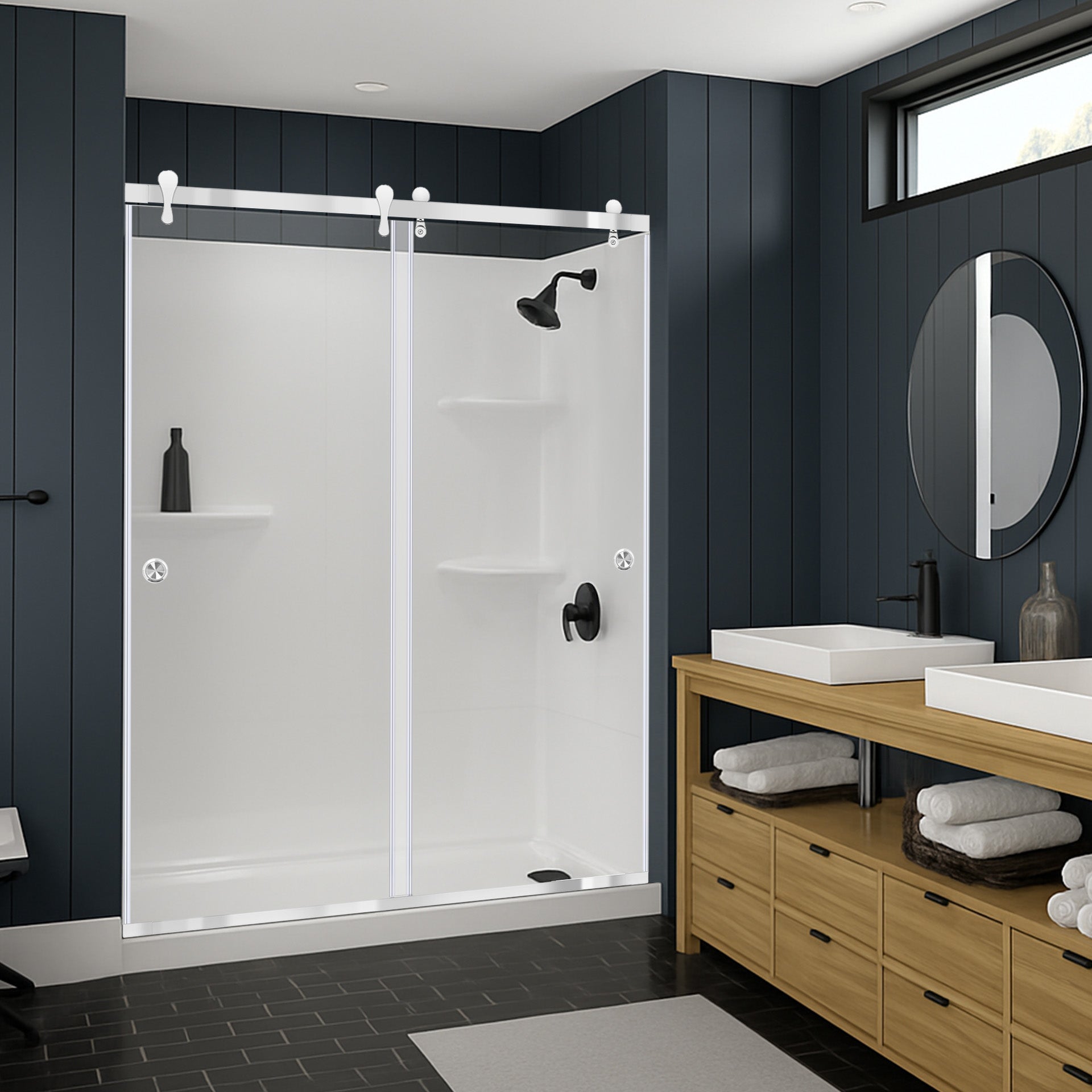 Elegant Bypass Sliding Shower Door 60