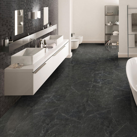 6.5mm MSPC Vinyl Flooring LessCare Black Marble - Flooring