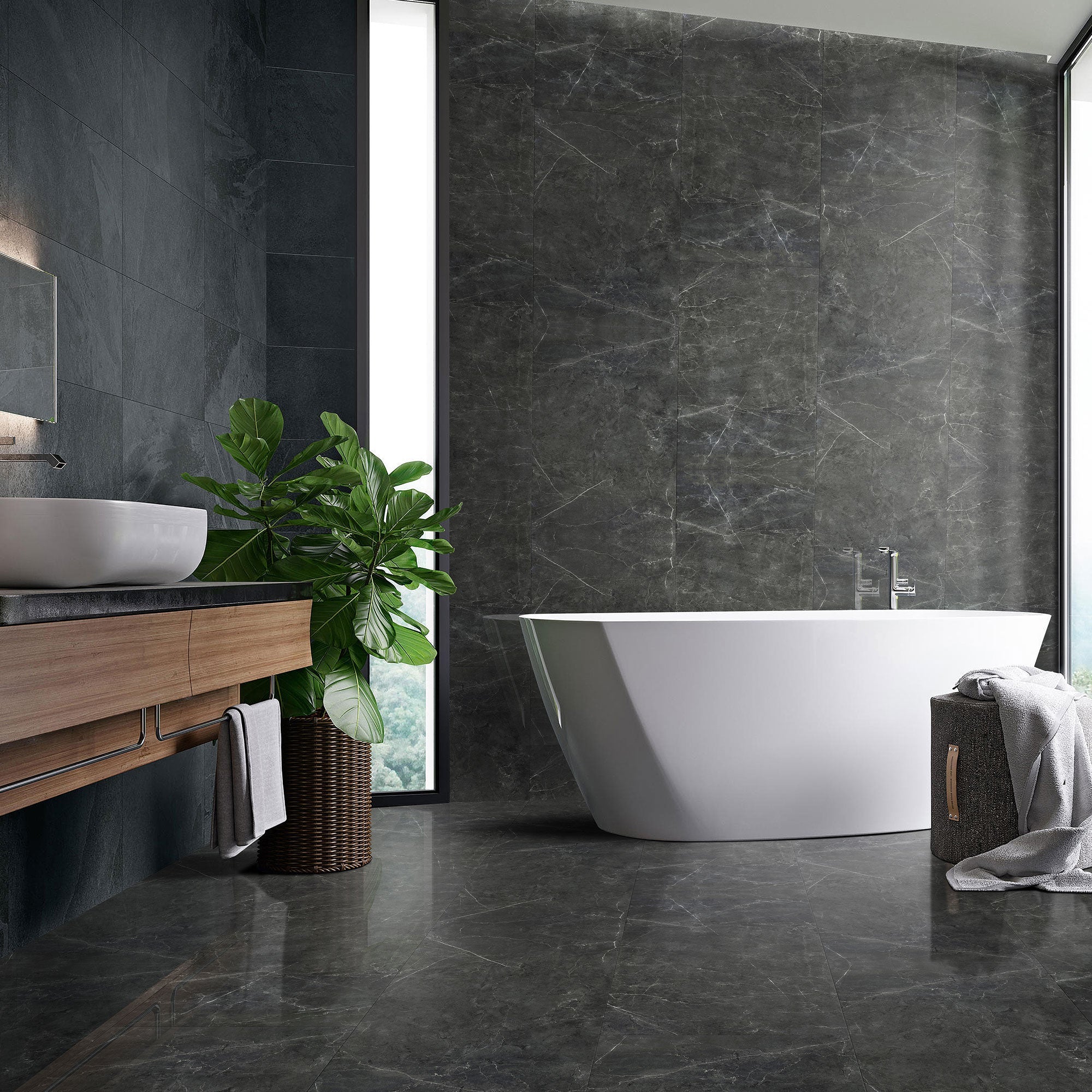 6.5mm MSPC Black Marble Vinyl Flooring