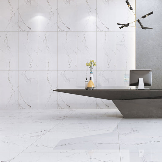 6.5mm MSPC Vinyl Flooring LessCare Calacatta Gloss - Flooring