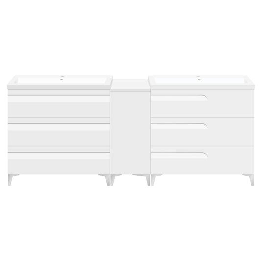 60’’ Freestanding Vanity Set in White Gloss with Two Square Sinks (LV78-C13B-60W) Style 7-8 - Bathroom Vanities