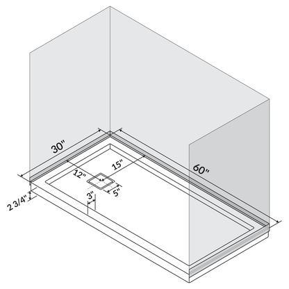 60 x 30 Single/Double Threshold Shower Base Pan Right/Left Drain