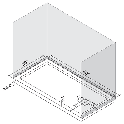 60 x 30 Single/Double Threshold Shower Base Pan Right/Left Drain