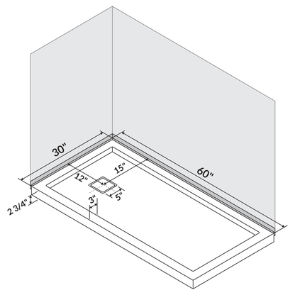 60 x 30 Single/Double Threshold Shower Base Pan Right/Left Drain
