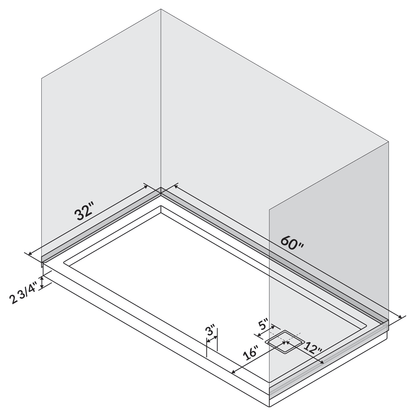 60 x 32 Single/Double Threshold Shower Base Pan Right/Left Drain
