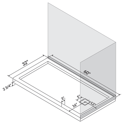 60 x 32 Single/Double Threshold Shower Base Pan Right/Left Drain