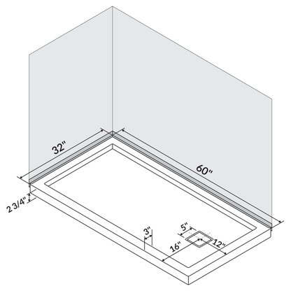 60 x 32 Single/Double Threshold Shower Base Pan Right/Left Drain