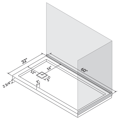 60 x 32 Single/Double Threshold Shower Base Pan Right/Left Drain