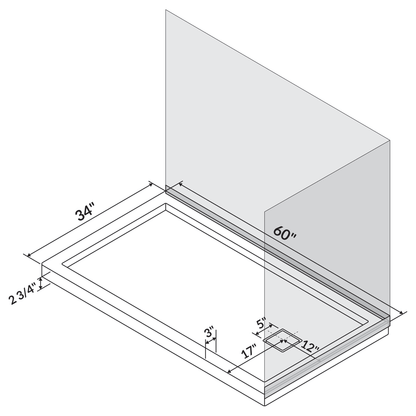 60 x 34 Single/Double Threshold Shower Base Pan Right/Left Drain
