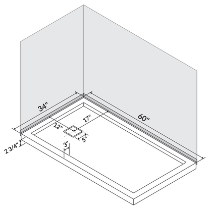 60 x 34 Single/Double Threshold Shower Base Pan Right/Left Drain