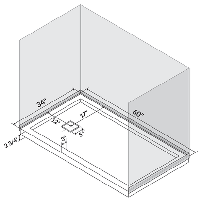 60 x 34 Single/Double Threshold Shower Base Pan Right/Left Drain