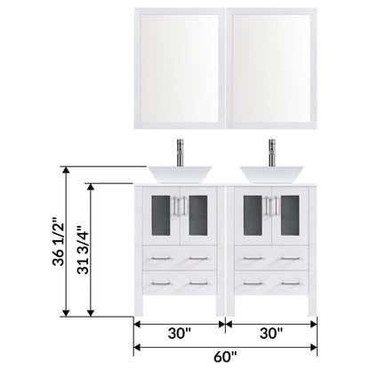 60" Modern Bathroom Vanity Set with Mirror and Sink LV2-C11-60-W (White)