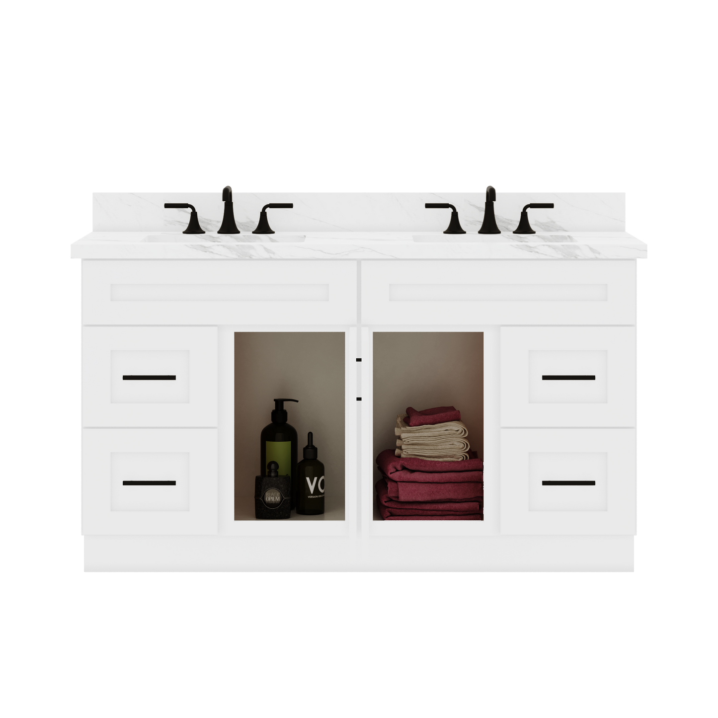 60’’W x 21’’D x 34.5’’H Combo Double Vanity Alpina White Bathroom Vanities