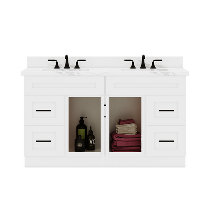 60’’W x 21’’D x 34.5’’H Combo Double Vanity Alpina White Bathroom Vanities