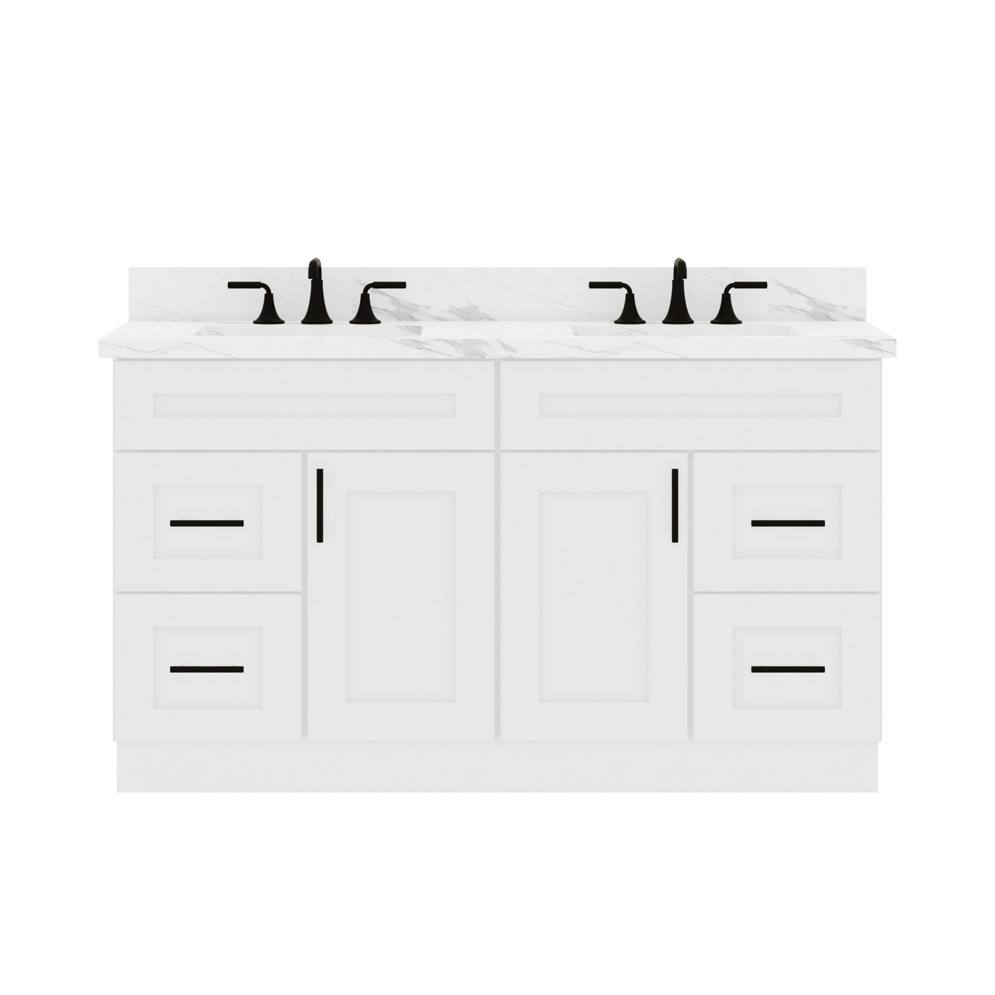 60’’W x 21’’D x 34.5’’H Combo Double Vanity Alpina White Bathroom Vanities