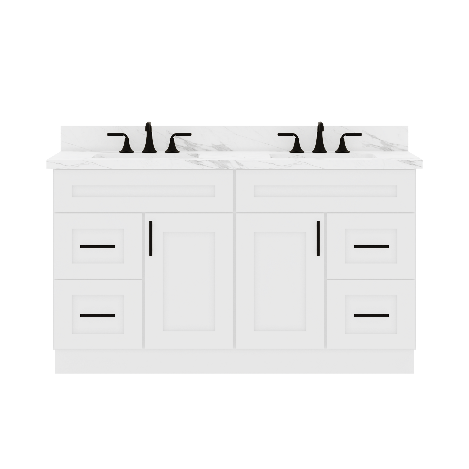 60’’W x 21’’D x 34.5’’H Combo Double Vanity Alpina White Bathroom Vanities