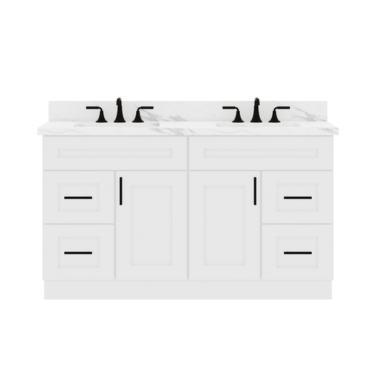 60’’W x 21’’D x 34.5’’H Combo Double Vanity Alpina White Bathroom Vanities