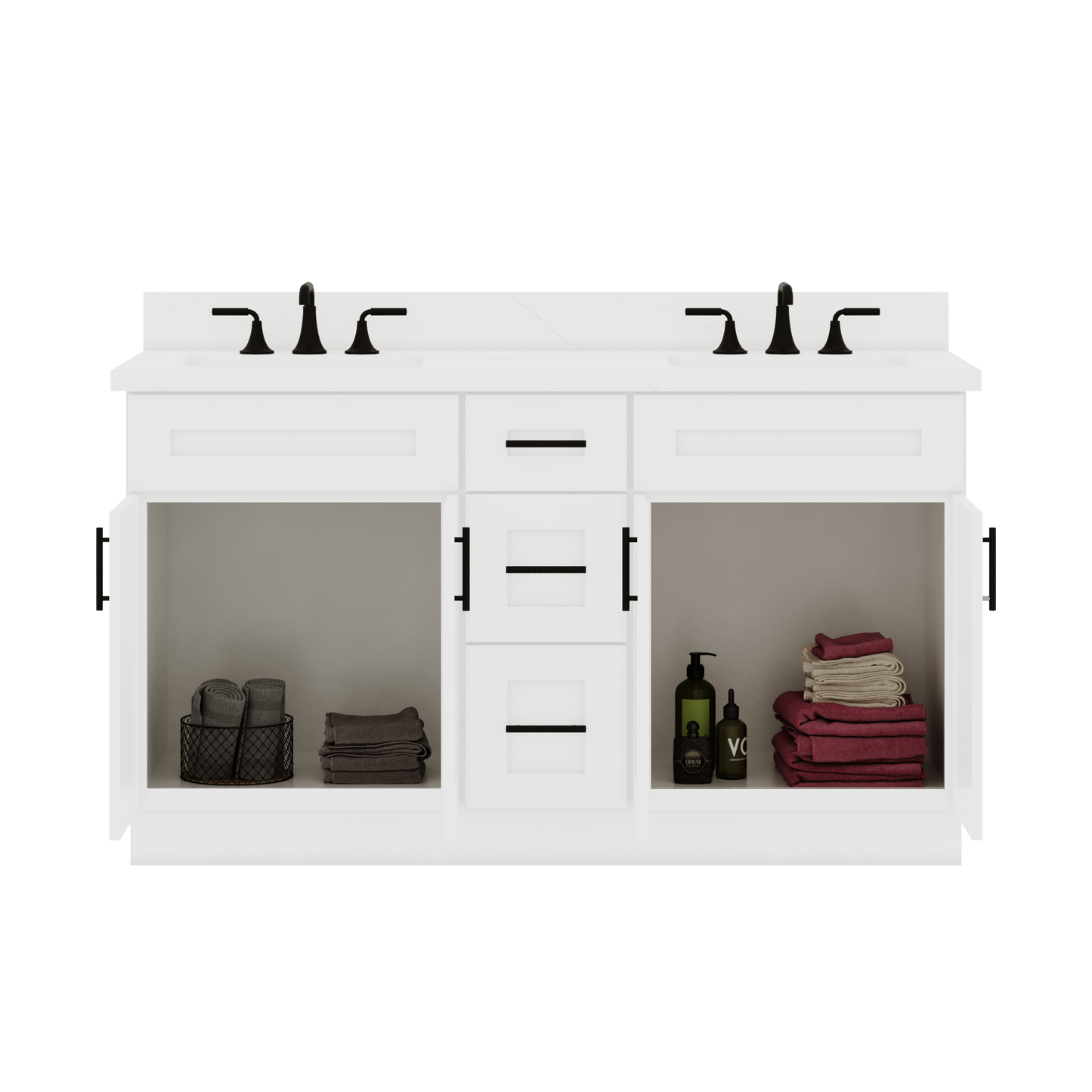 60’’W x 21’’D x 34.5’’H Double Vanity Alpina White Bathroom Vanities