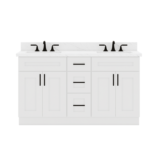 60’’W x 21’’D x 34.5’’H Double Vanity Alpina White Bathroom Vanities