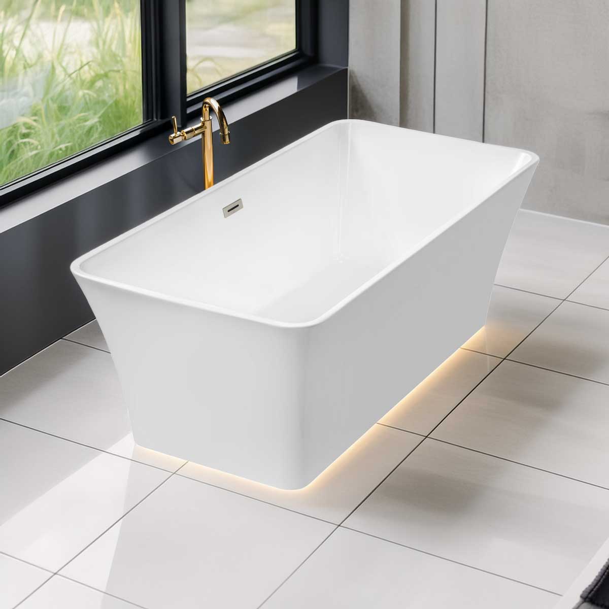66’’ Freestanding Acrylic Bathtub with Overflow and Center Drain LTF2 - Bathtubs