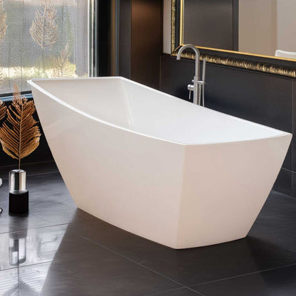 67’’ Freestanding Acrylic Bathtub with Overflow and Side Drain LTF5 - Bathtubs