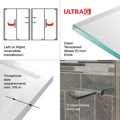 68-70 W x 72 H Swing-Out Shower Door ULTRA-G Brushed Nickel - Shower Doors