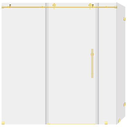 68-72 W x 76 H x 34 1/2 D Sliding Frameless Shower Enclosure ULTRA-C with Clear Glass in Gold - Shower Doors