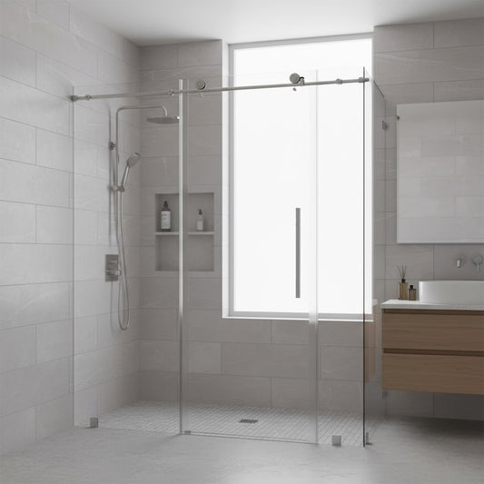 68-72 W x 76 H x 36 D Sliding Frameless Shower Enclosure ULTRA-C with Clear Glass in Chrome - Shower Doors