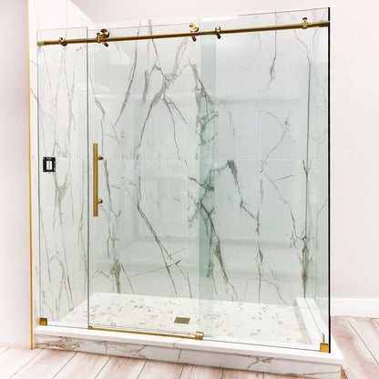 68-72 W x 76 H x 36 D Sliding Frameless Shower Enclosure ULTRA-C with Clear Glass in Gold - Shower Doors