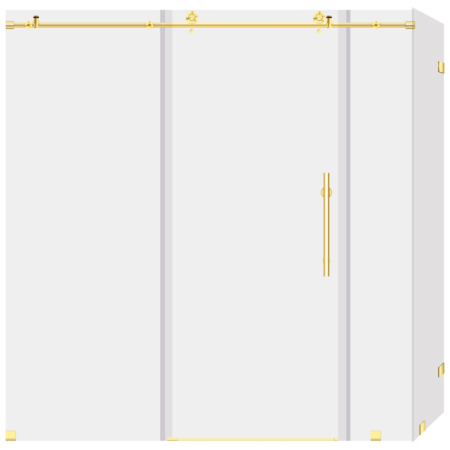 68-72 W x 76 H x 36 D Sliding Frameless Shower Enclosure ULTRA-C with Clear Glass in Gold - Shower Doors