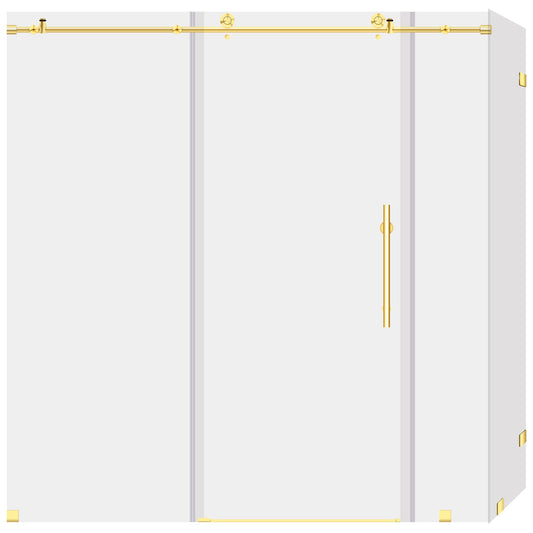 68-72 W x 76 H x 36 D Sliding Frameless Shower Enclosure ULTRA-C with Clear Glass in Gold - Shower Doors