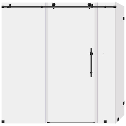 68-72 W x 76 H x 36 D Sliding Frameless Shower Enclosure ULTRA-C with Clear Glass in Matte Black - Shower Doors
