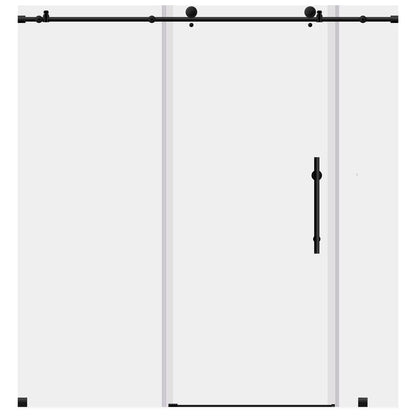 68-72 W x 76 H Sliding Frameless Shower Door ULTRA-C with Clear Glass in Matte Black - Shower Doors