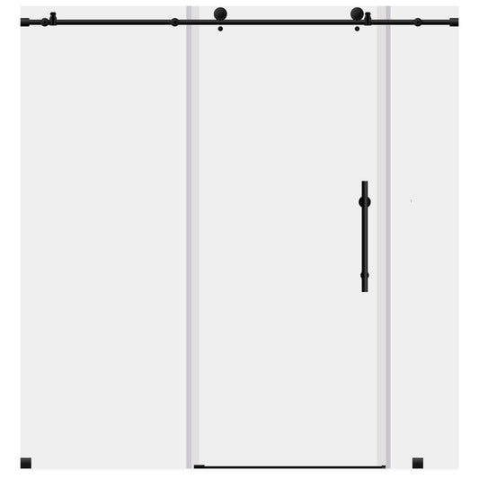 68-72 W x 76 H Sliding Frameless Shower Door ULTRA-C with Clear Glass in Matte Black - Shower Doors