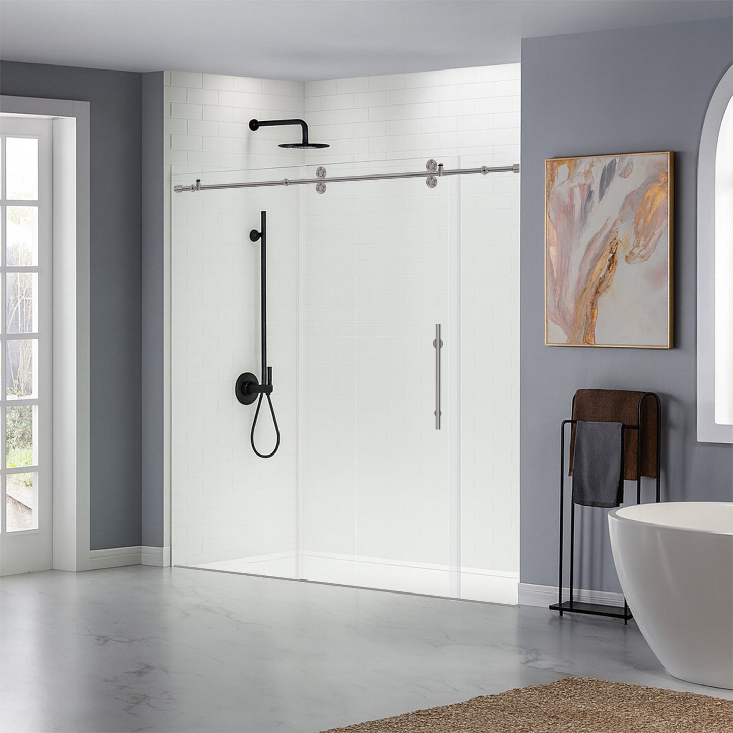 68-72 W x 79 H Sliding Shower Door ULTRA-D Brushed Nickel - Shower Doors