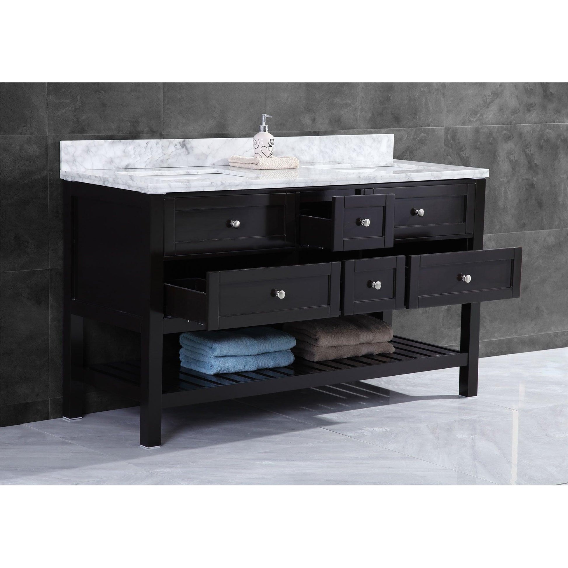 Vanity Cabinet Set Espresso 71"W LV6-72B
