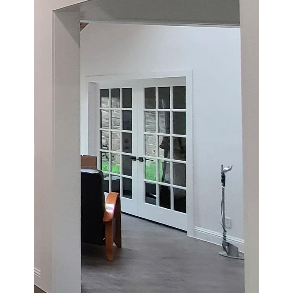 64 in x 80 in 15-Lite Clear Glass Primed MDF Prehung Interior French Door