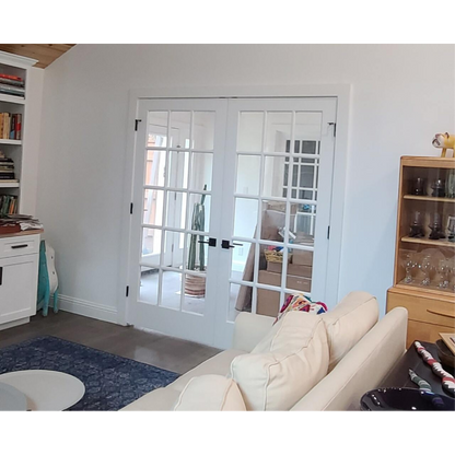 72 in x 80 in 15-Lite Clear Glass Pine Prehung Interior French Door