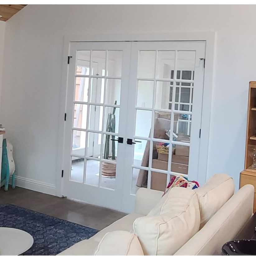 64 in x 80 in 15-Lite Clear Glass Primed MDF Prehung Interior French Door